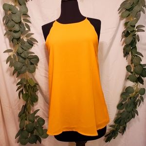 NakedZebra bright sunset orange flowy blouse small